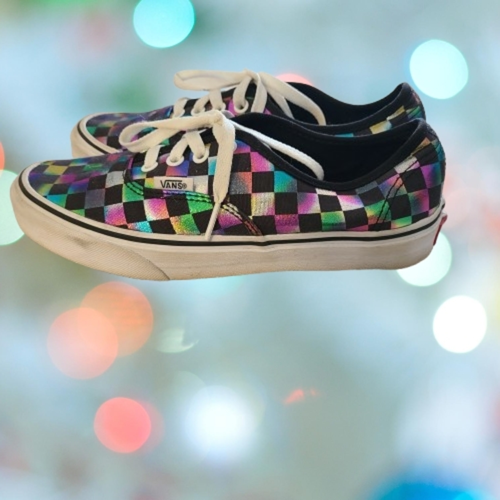 VANS Unisex Multicolor Checkered Tie Slip-On Sneakers, Size 6/M, 7.5/W #JR15-6 - Picture 4 of 8